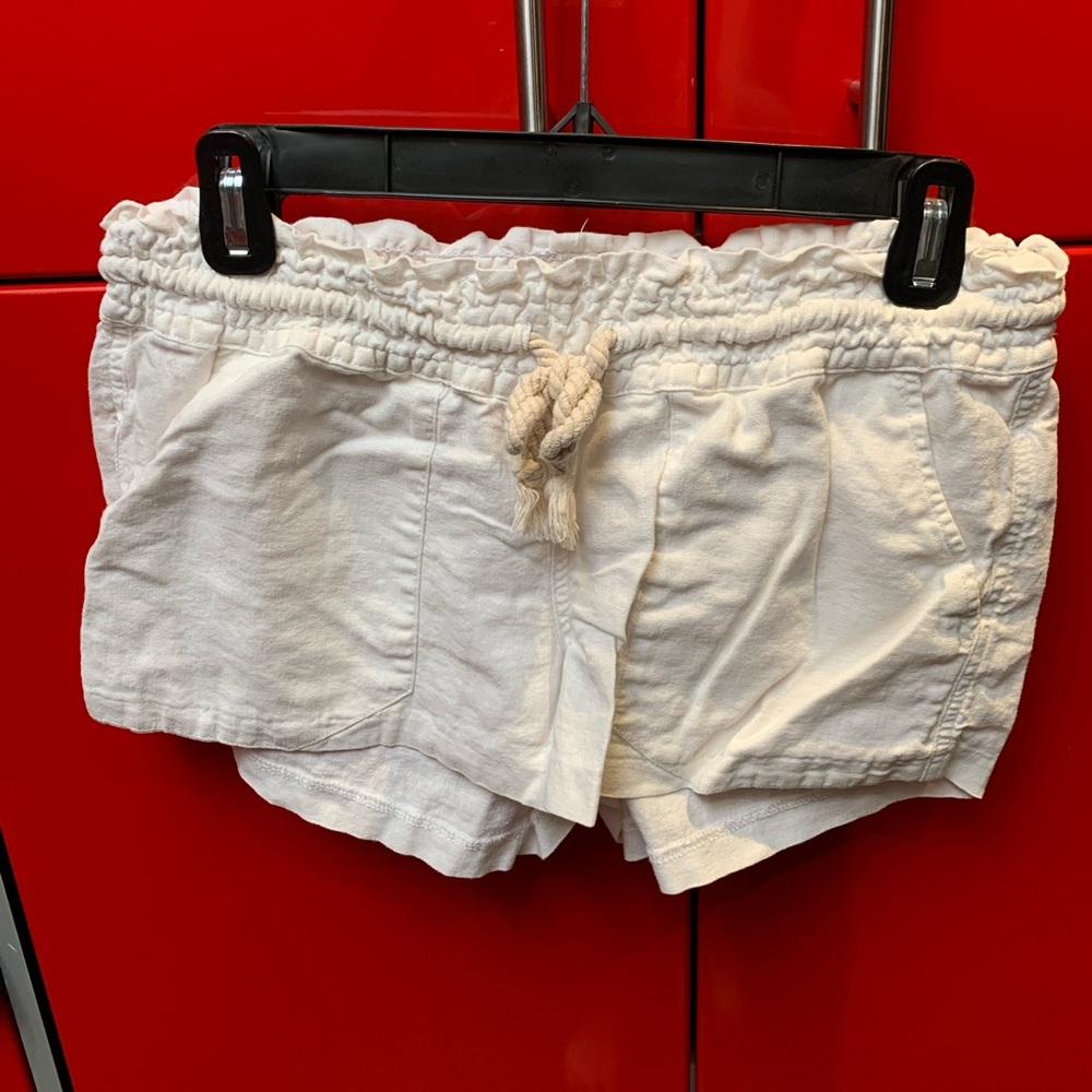 Off-white linen shorts